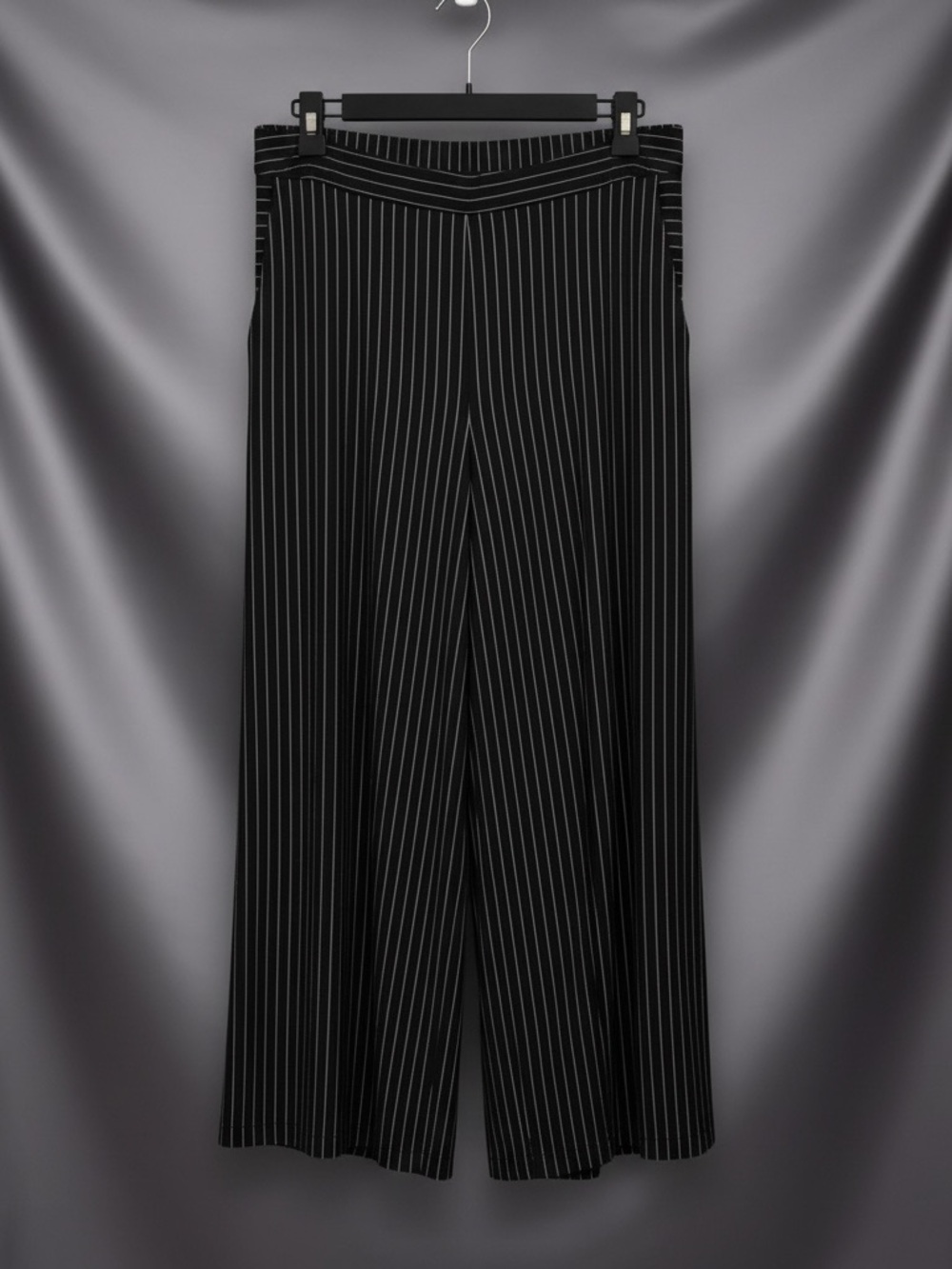 Comfy Black Pinstripe Wide-Leg Trousers